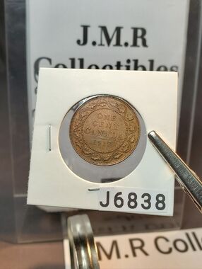 1917 Canada Large Cent Coin - Beautiful Light Rainbow Toning